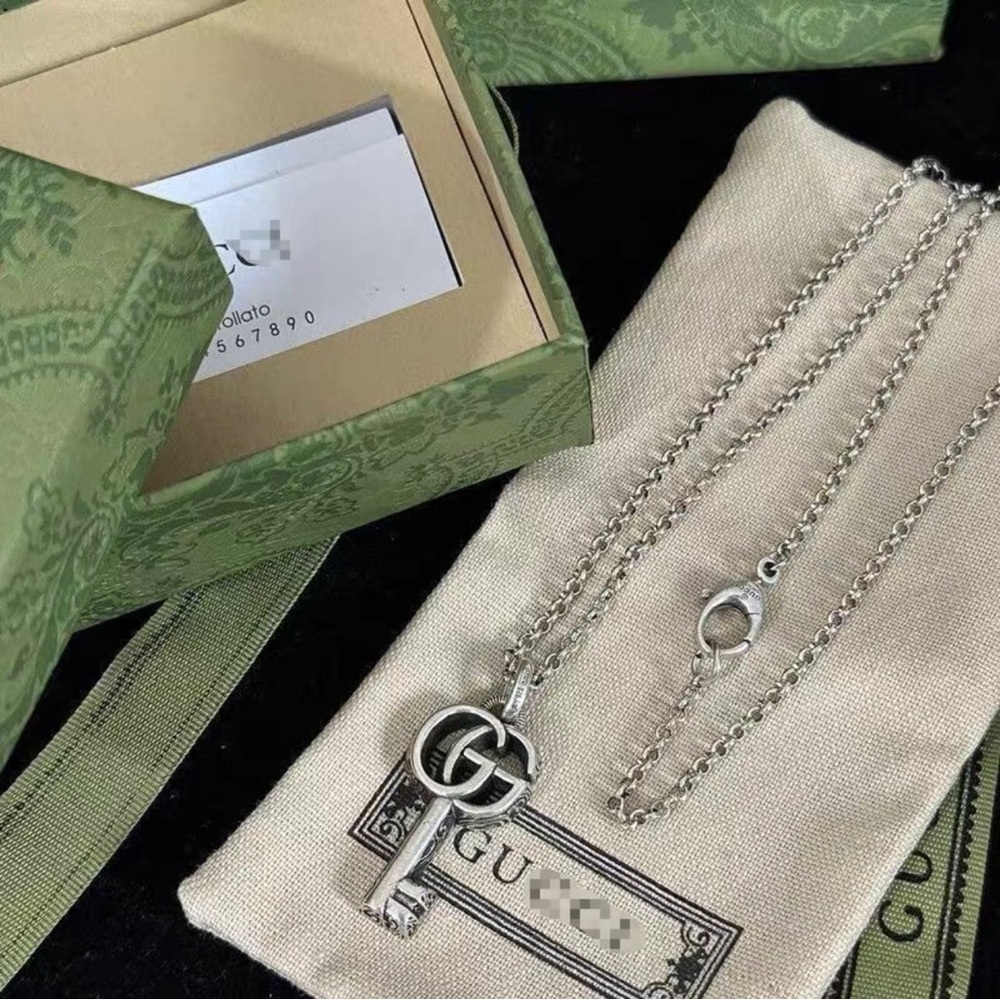 Gucci Silver Necklace with GG Pendant